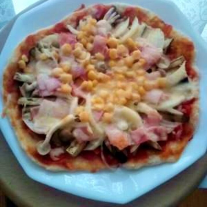 簡単ピザ生地 残り野菜をトッピング レシピ 作り方 By まるまる2761 楽天レシピ